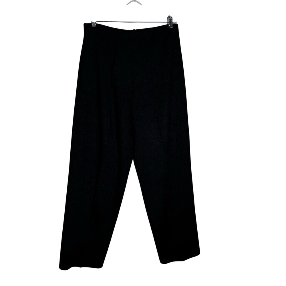 Vintage 90s Black Mita Krinkle Spun Knit Pants Petite 12‎ High Rise Wide Leg
